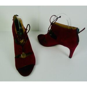 FRANCO SARTO WOMENS SHAWNEE BURGUNDY SUEDE LACE-UP DRESS PUMPS 3" HEEL. SIZE 9